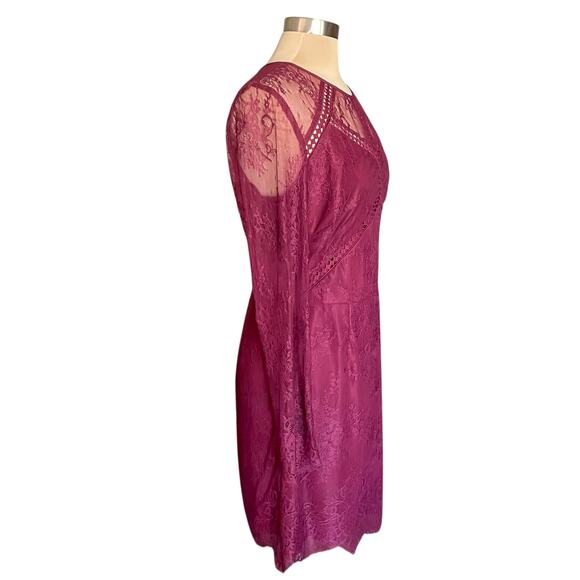 Greylin Burgundy Shirley Lace Sheath Dress LARGE Whimsygoth Dark Fairy Prom - Picture 4 of 14